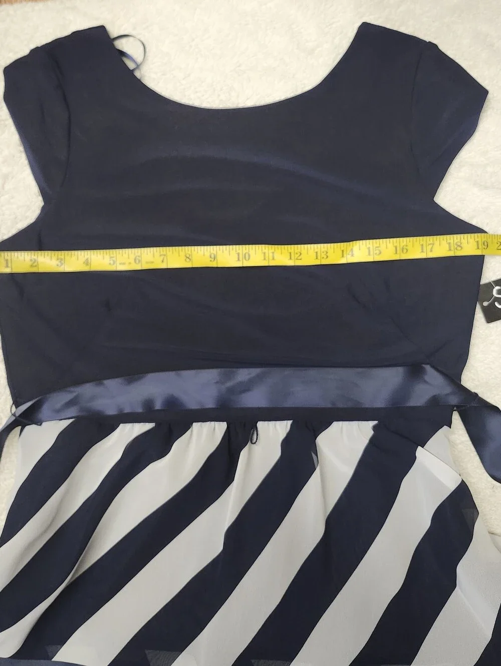 NWT S.L. Fashions Short Sleeve Maxi Dress Size 14 Blue & White Striped